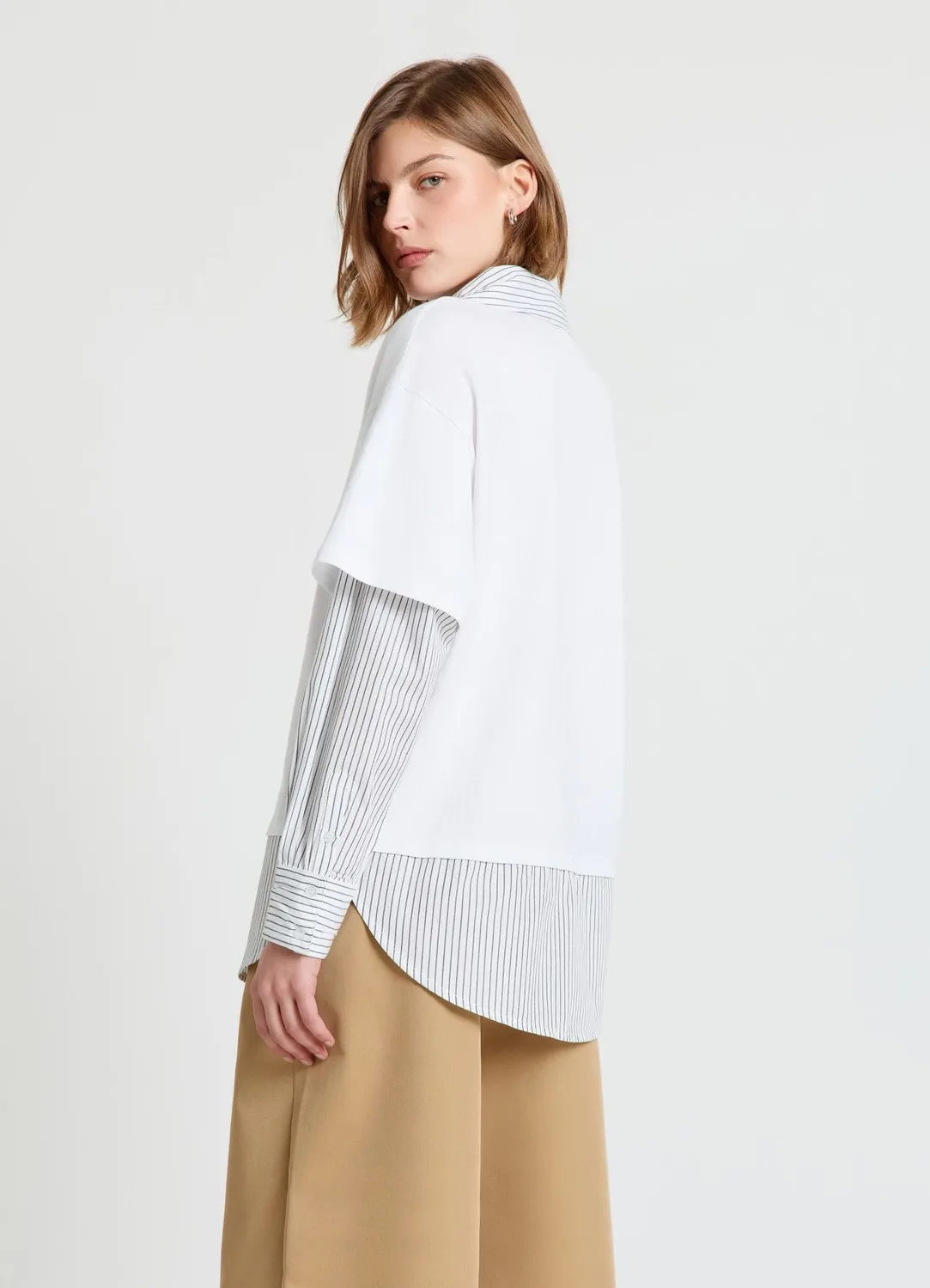 Calliope T-shirt col chemise femme S rayé