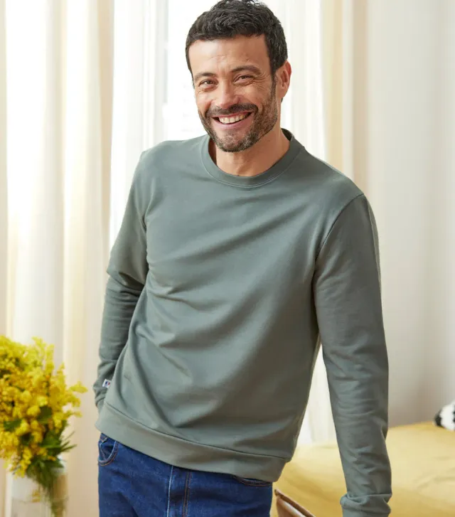 Cocorico Intemporel sweat homme sauge coton