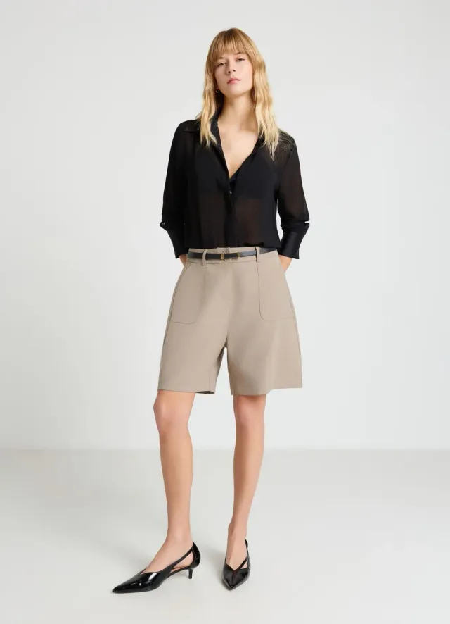 Calliope Bermuda Femme Uni Poches Plaquées