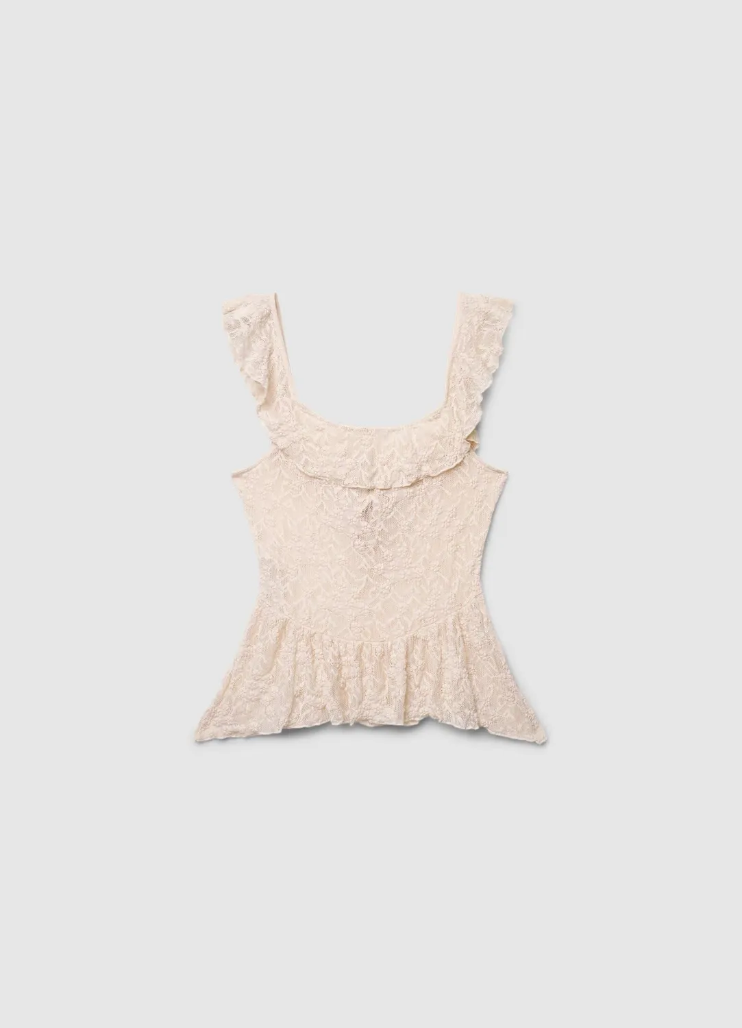 Calliope dentelle top femme volants col carré