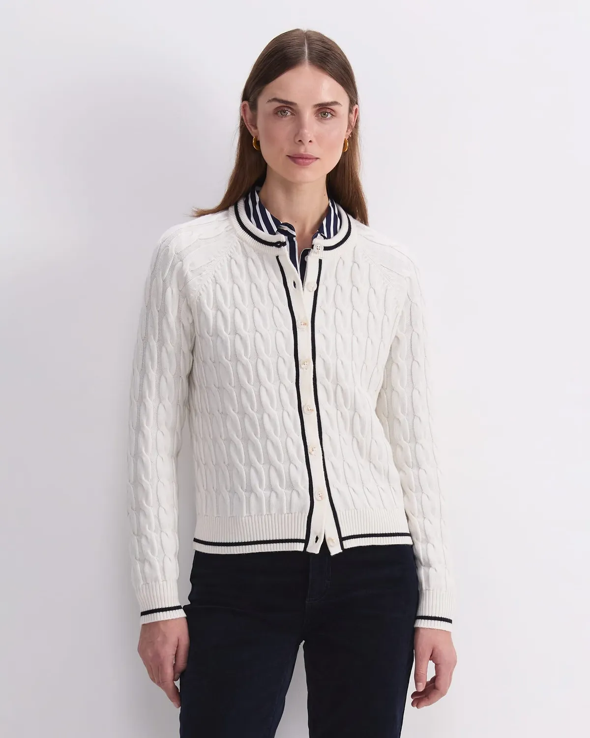 SportsCraft Merino Cable cardigan laine boutonné femme