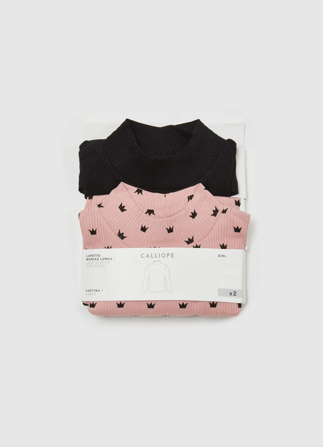 Calliope lot de 2 t-shirts col montant fille manches longues
