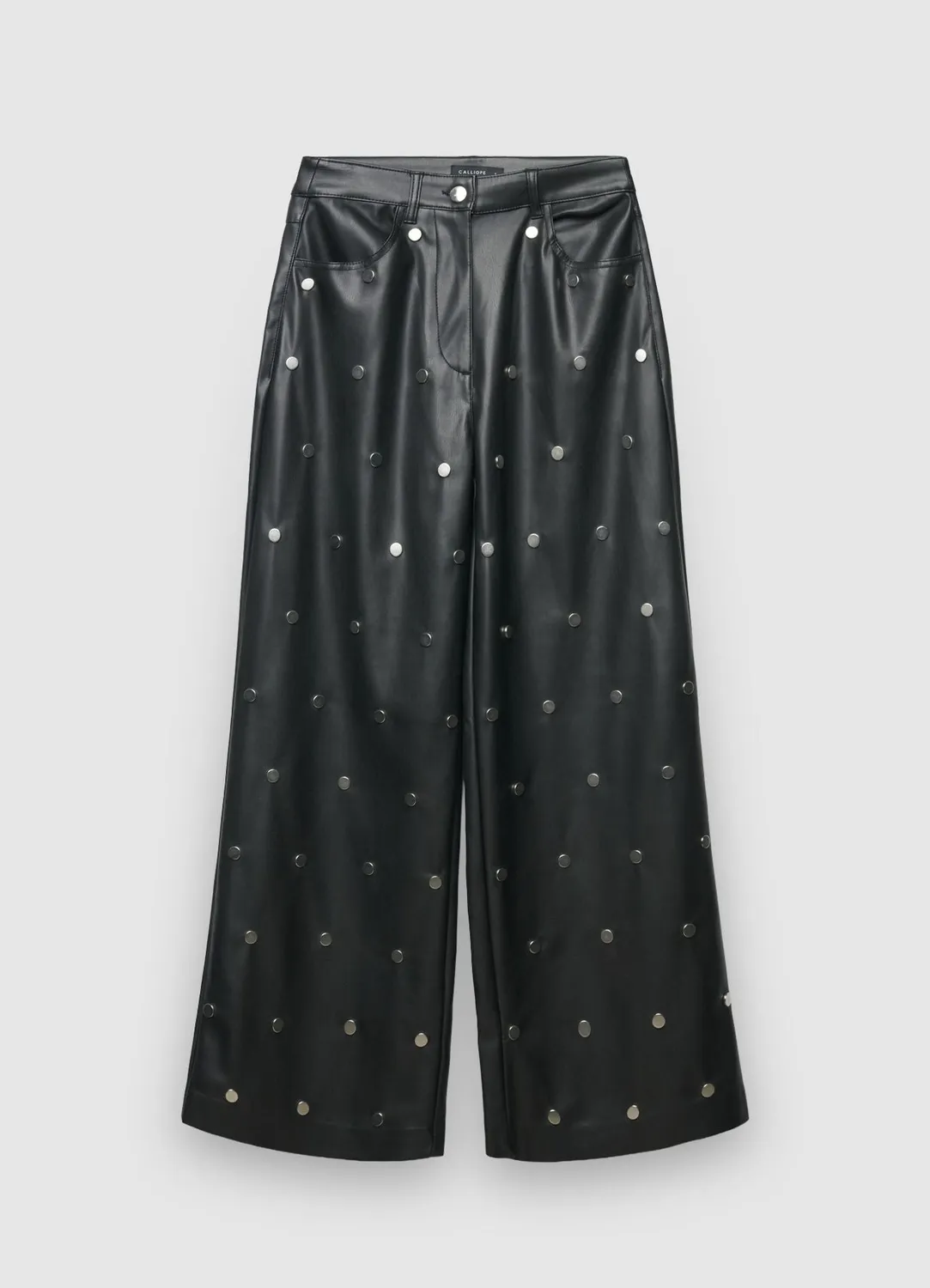 Calliope pantalon wide leg femme clouté simili cuir