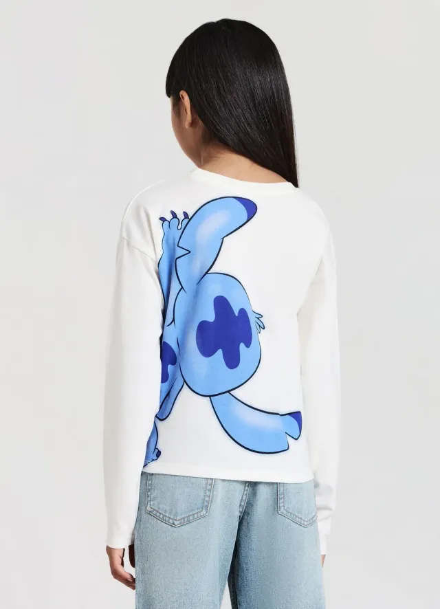 Calliope t-shirt Stitch fille manches longues imprimé cœurs