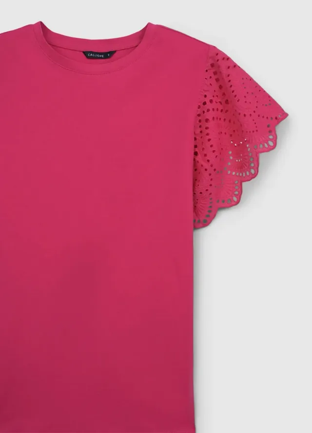Calliope T-shirt volant sangallo femme coton
