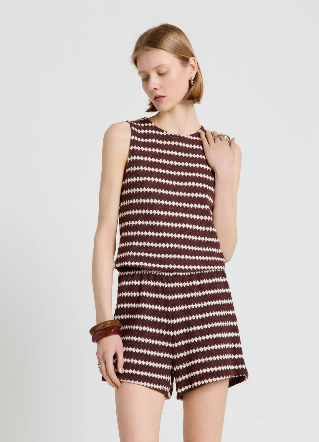 Calliope Short en maille rayé femme décontracté