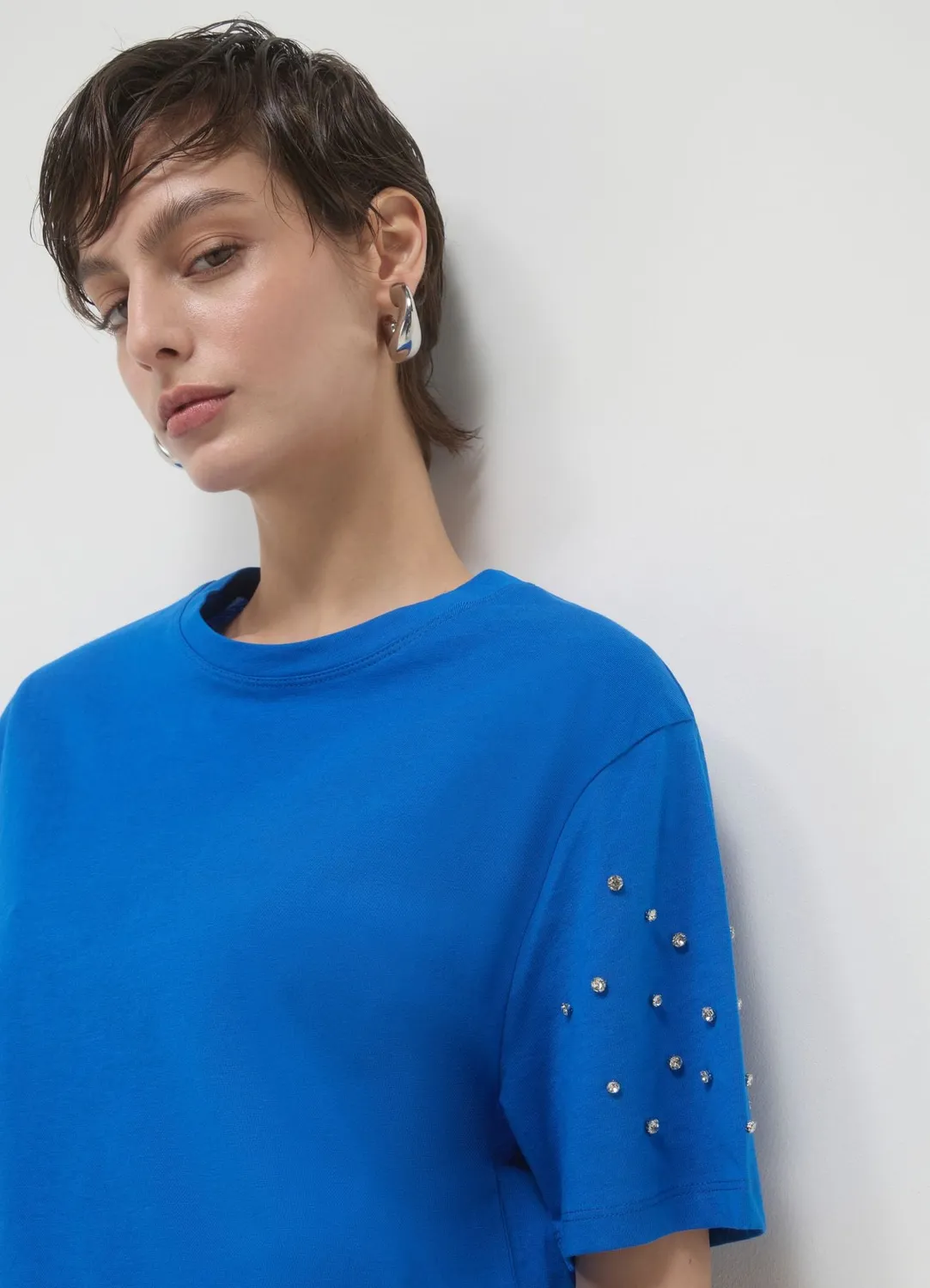 Calliope t-shirt coton femme manches strass