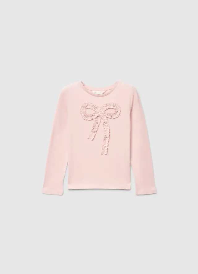Calliope t-shirt nœud fille manches longues uni