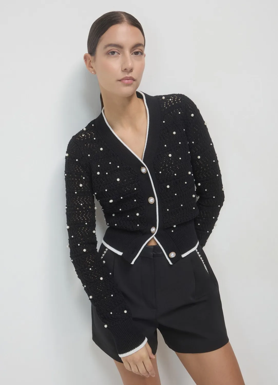Calliope cardigan perles gilet femme col V
