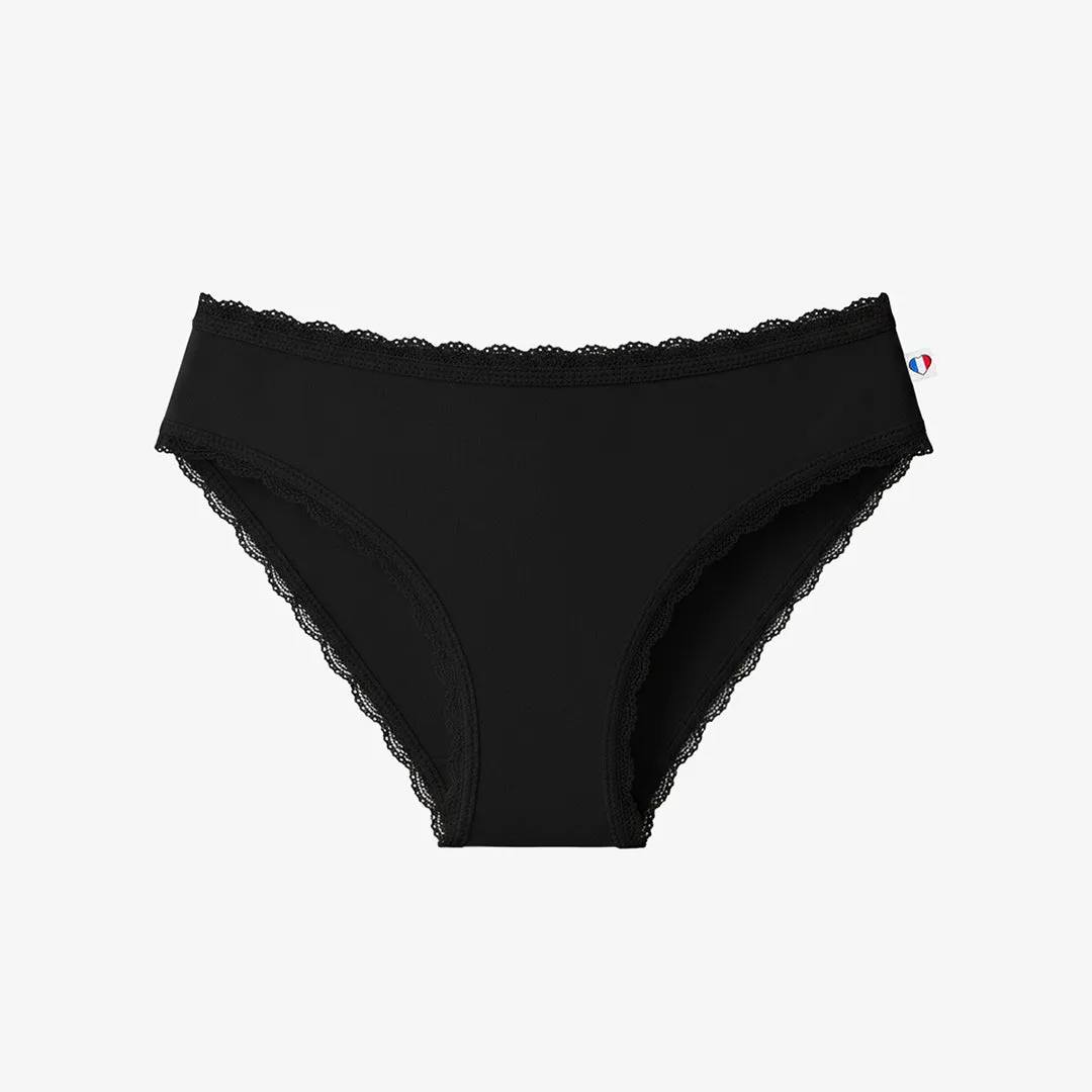 Cocorico Intemporelle culotte dentelle femme noir coton
