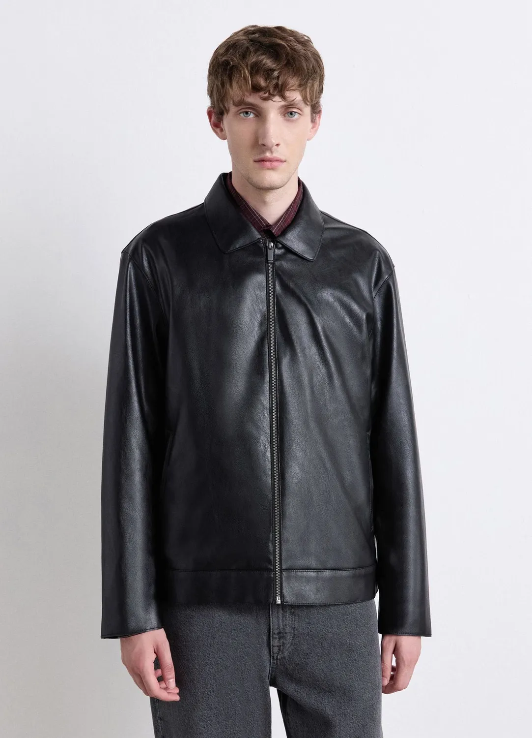 Calliope veste simili cuir homme zip col chemise