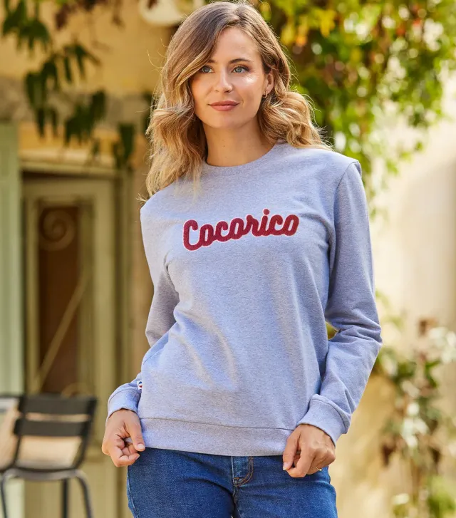Cocorico Bouclette sweat femme gris coton
