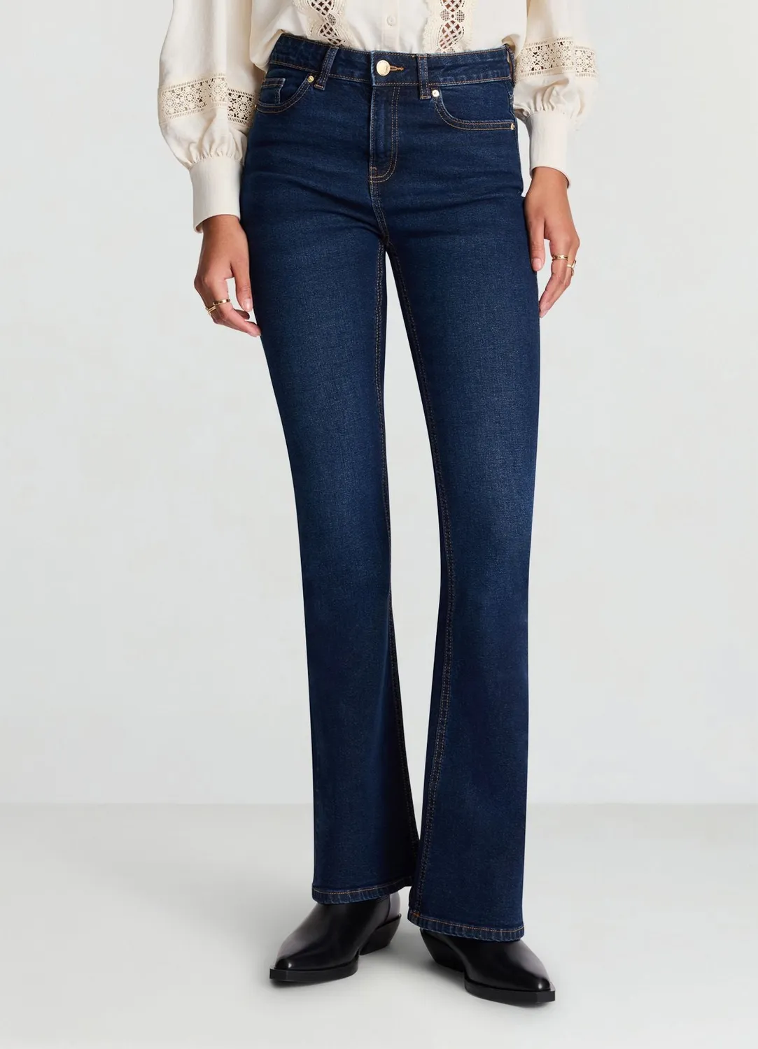 Calliope jean flare femme 5 poches taille mi