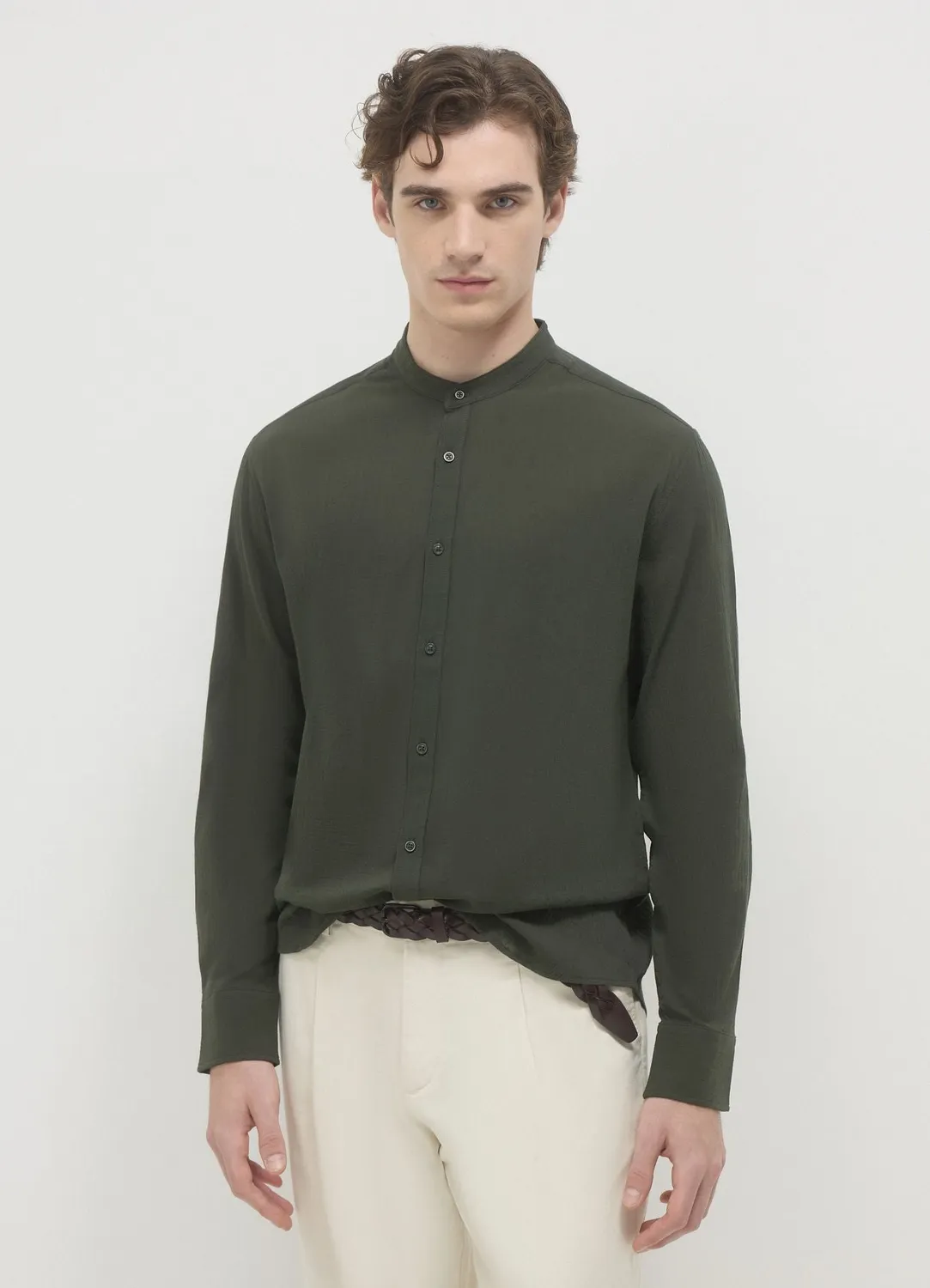 Calliope chemise homme col coréen coton unie