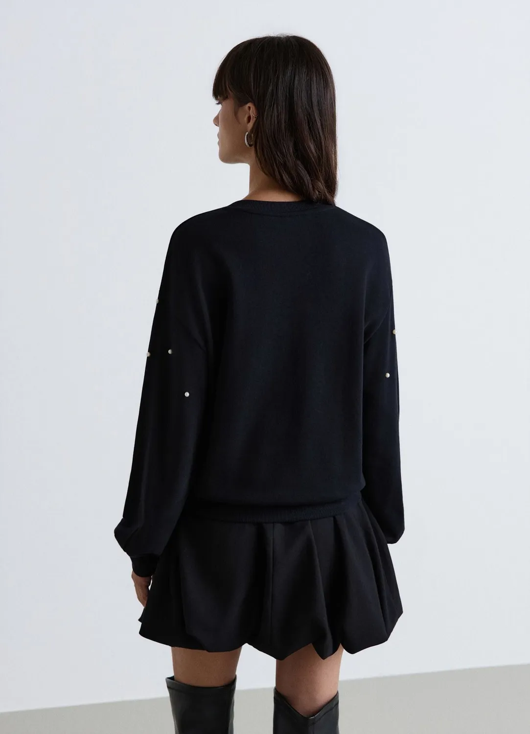 Calliope sweat col rond femme perles devant