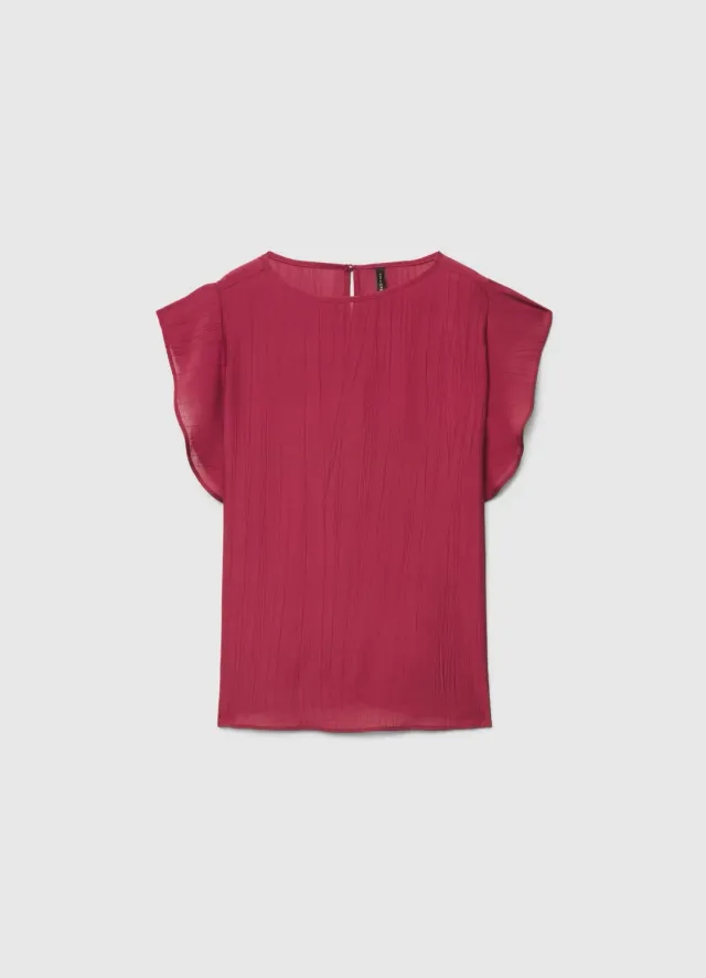 Calliope blouse volants femme col rond unie