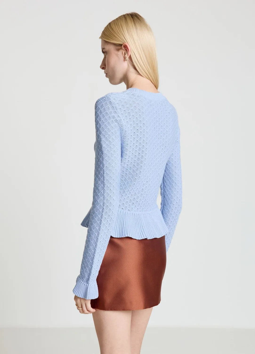 Calliope pull pointelle volants col rond femme