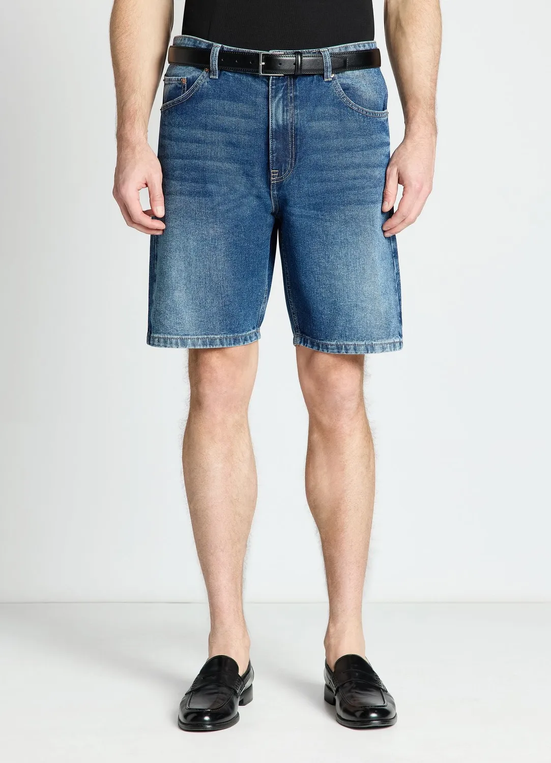 Calliope short denim homme baggy 5 poches délavé
