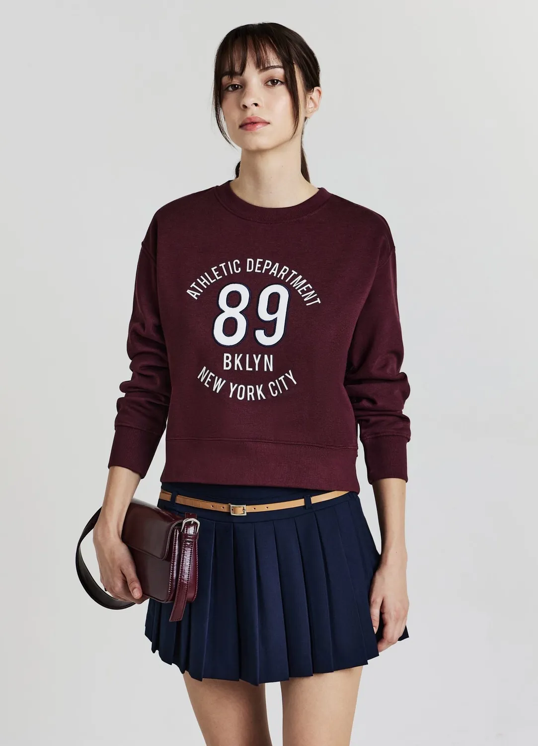 Calliope sweat femme col rond college cropped