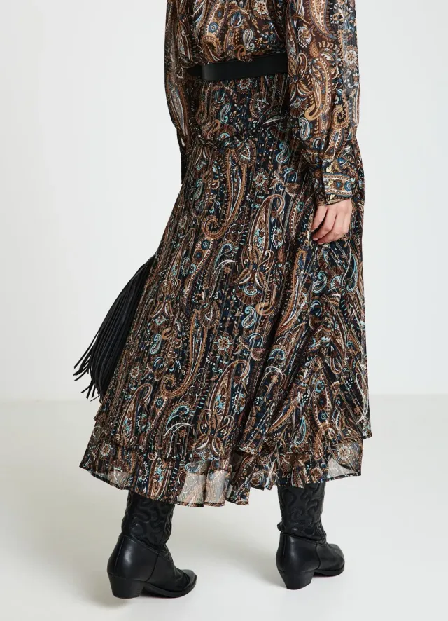 Calliope jupe longue volants femme motif paisley