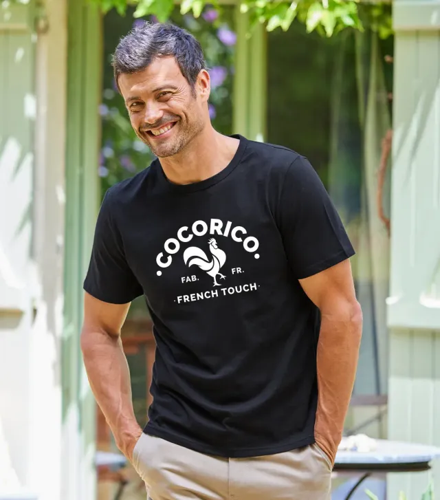 Cocorico Coq Français t-shirt homme noir 100% coton