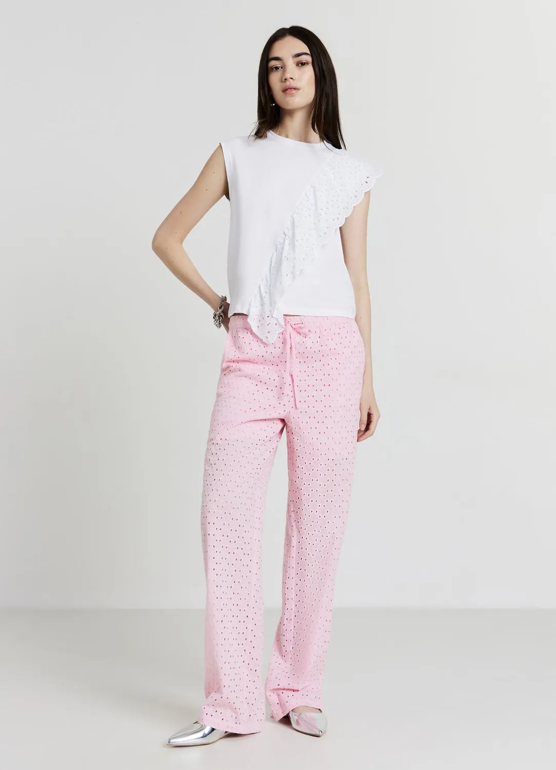 Calliope pantalon sangallo femme coton coupe straight