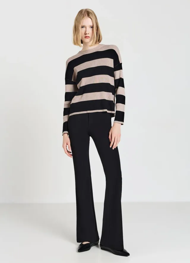 Calliope Pull rayé côtelé manches longues femme