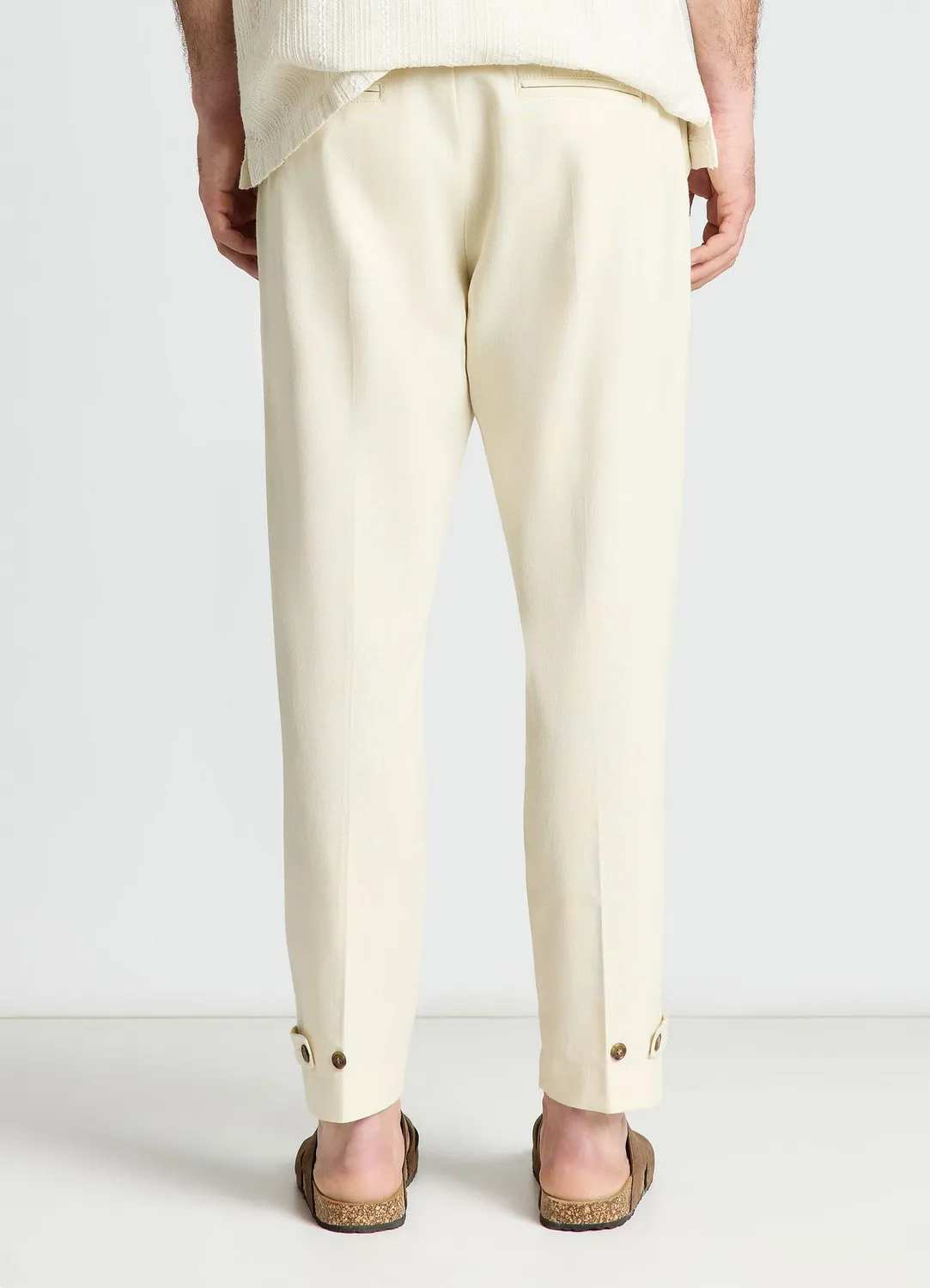 Calliope pantalon homme lin ceinture à revers