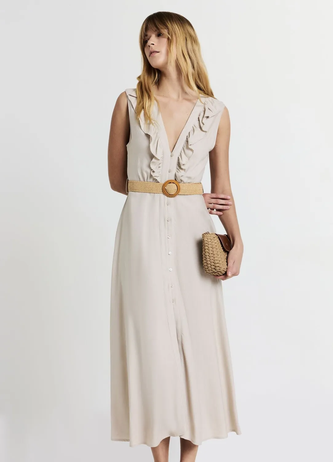 Calliope Chemisier Robe longue volants ceinture