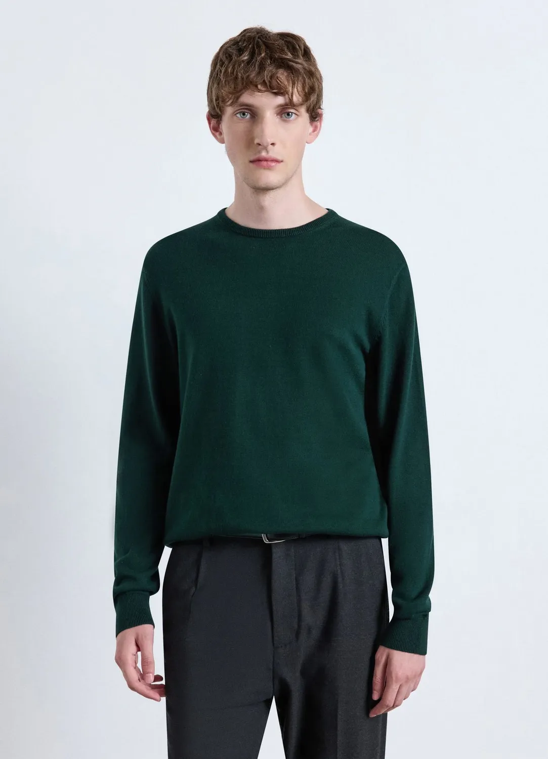 Calliope Pull homme col rond uni manches longues