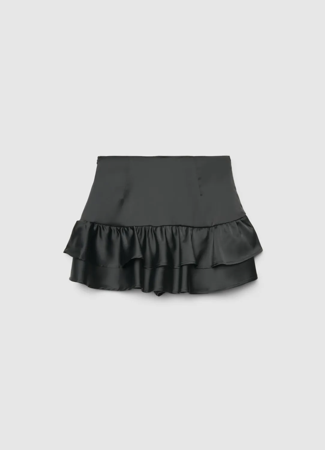 Calliope jupe-short satinée femme volants taille haute