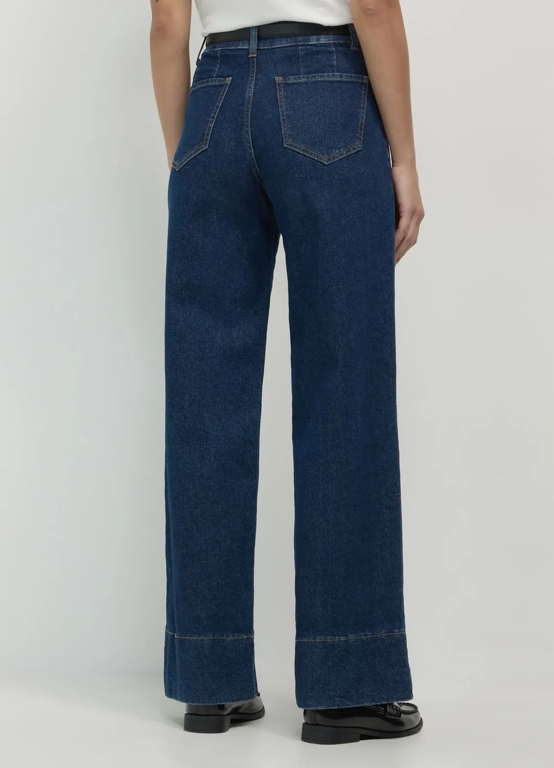 Calliope wide leg jean femme taille haute nervures