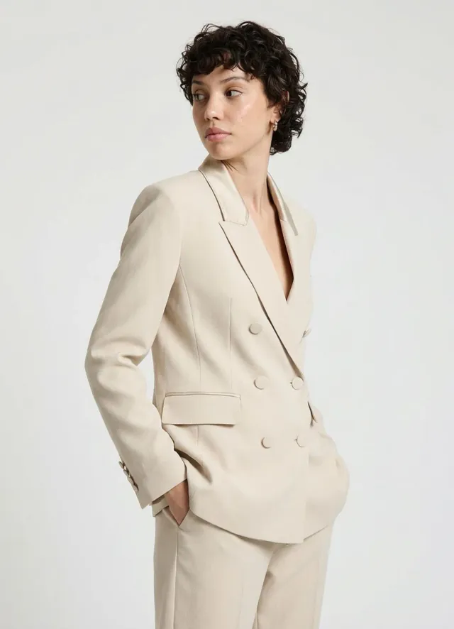 Calliope Veste double boutonnage revers satin femme cérémonie
