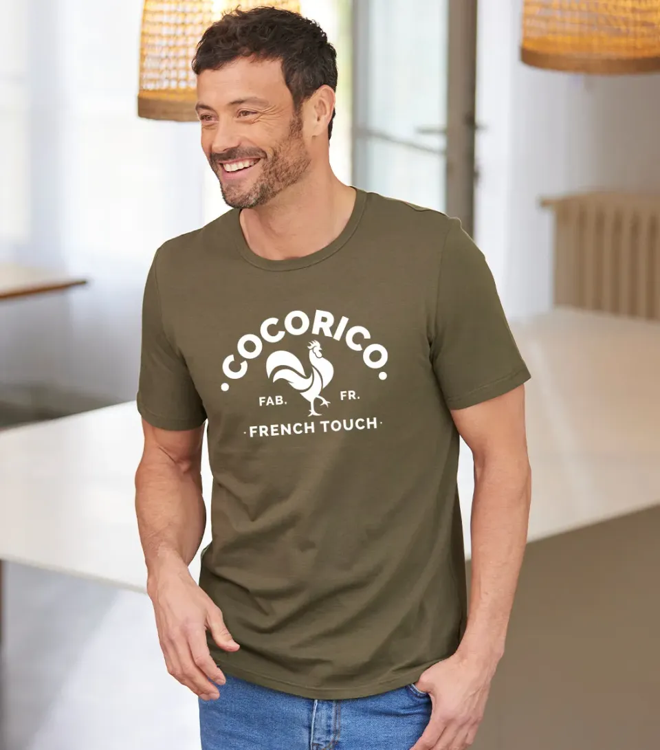 Cocorico Coq Français Kaki t-shirt homme coton