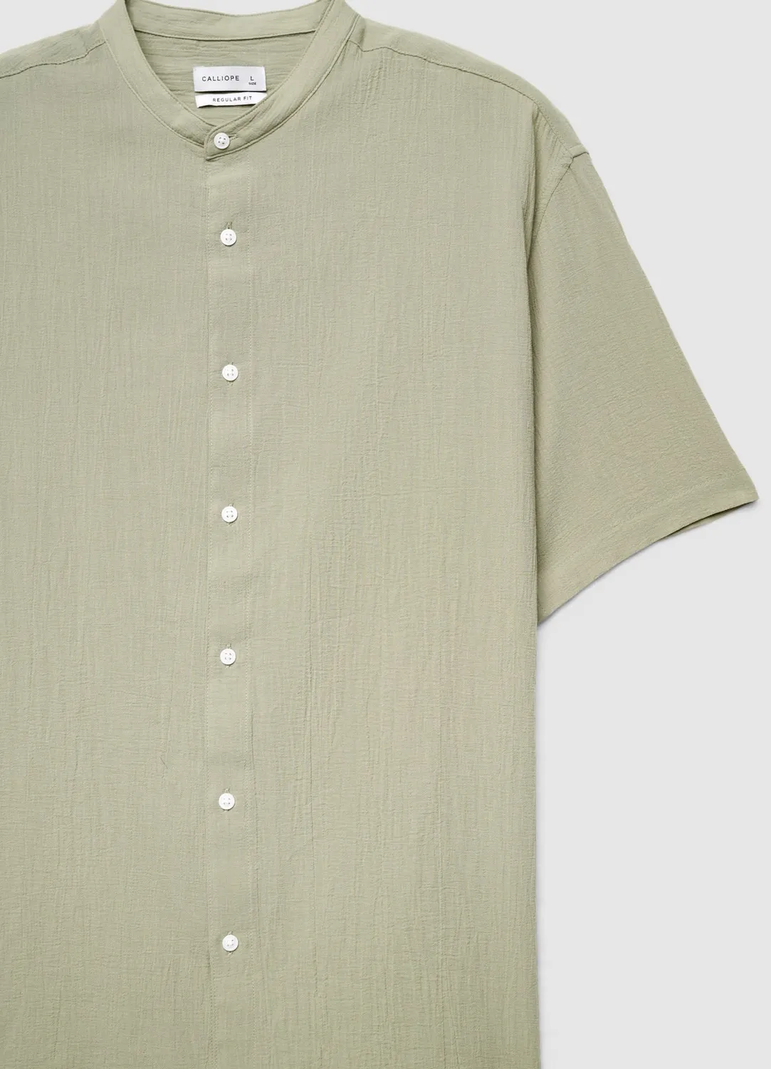Calliope chemise homme col coréen manches courtes unie