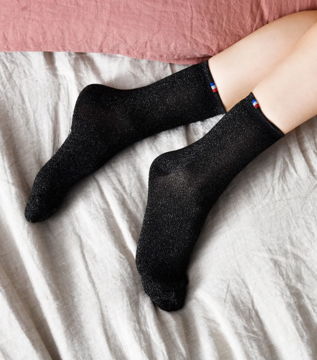 Cocorico L'étoilée chaussettes femme noir coton