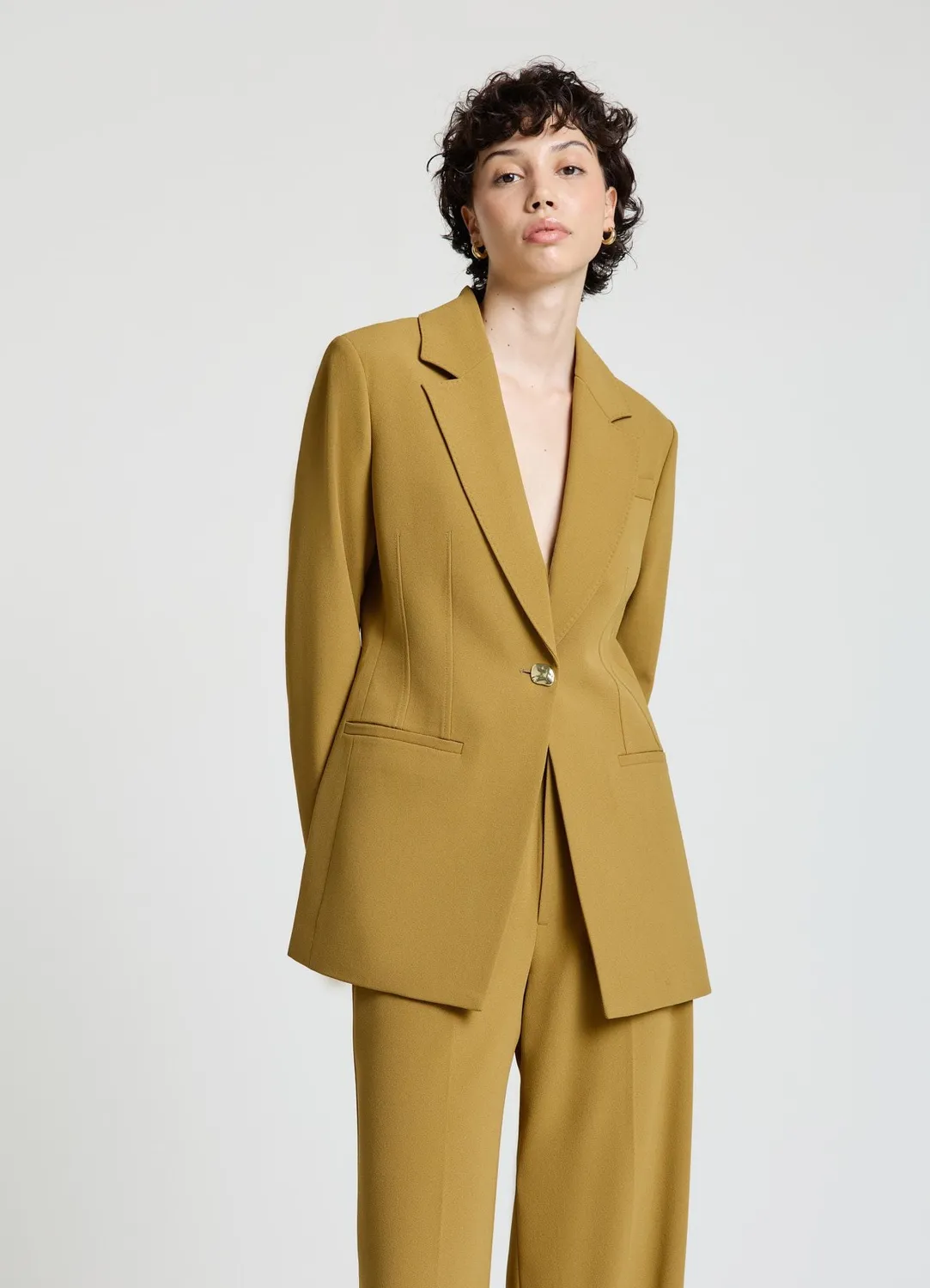 Calliope monopetto blazer crêpe femme pinces