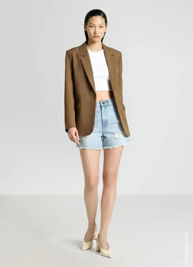 Calliope short mom denim déchiré femme