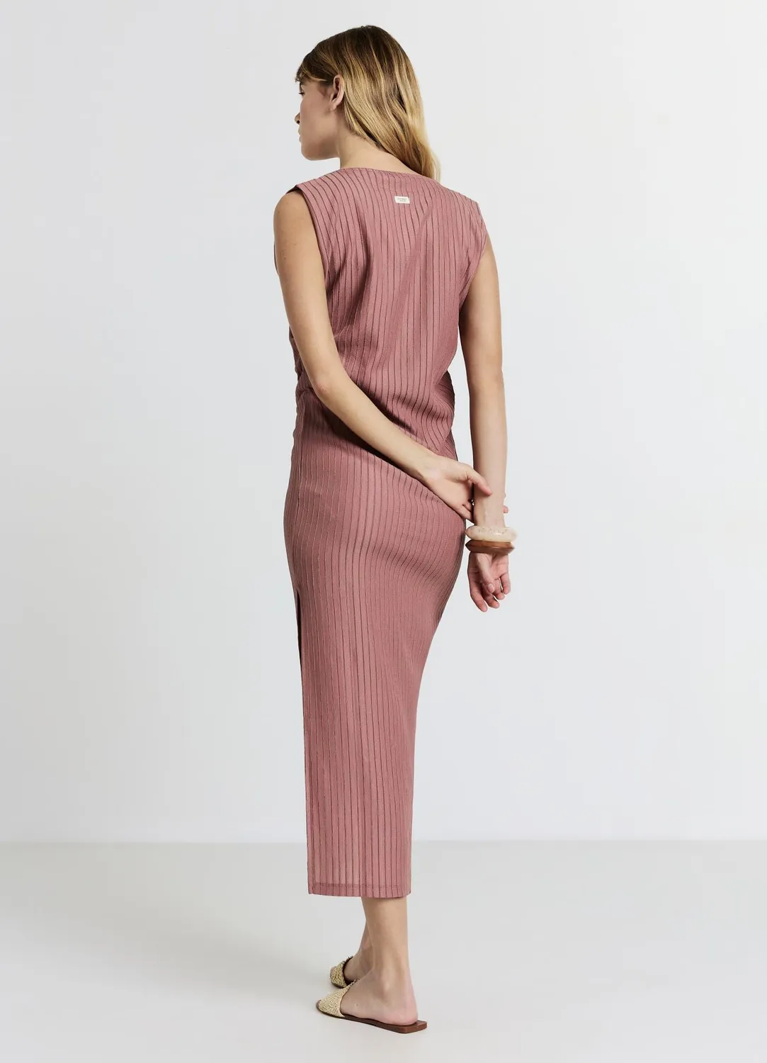 Calliope robe longue rayures relief femme sans manches