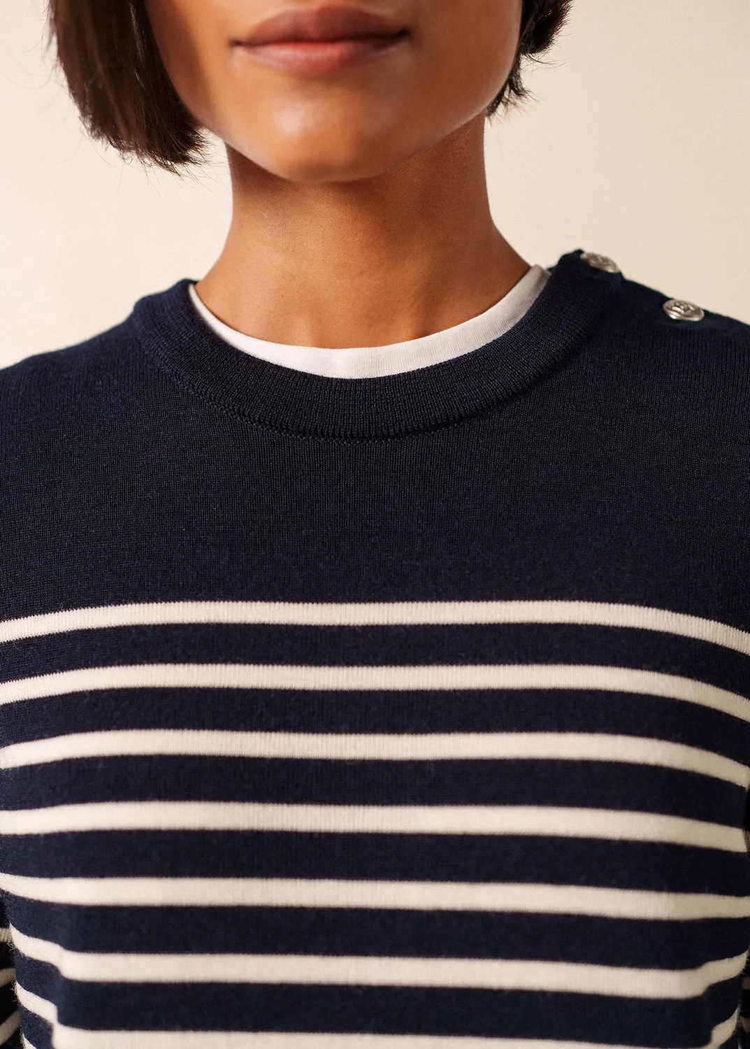Saint James Marée robe longue laine navy/écume