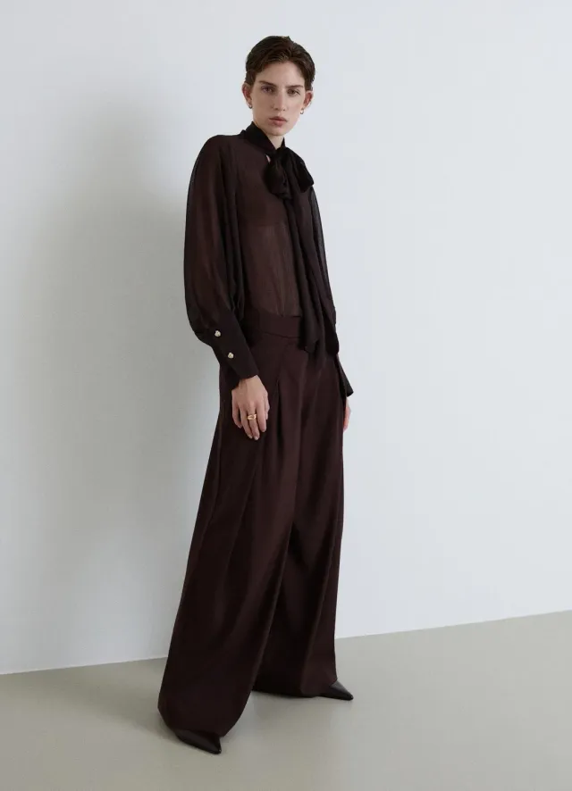Calliope pantalon palazzo femme plis taille haute