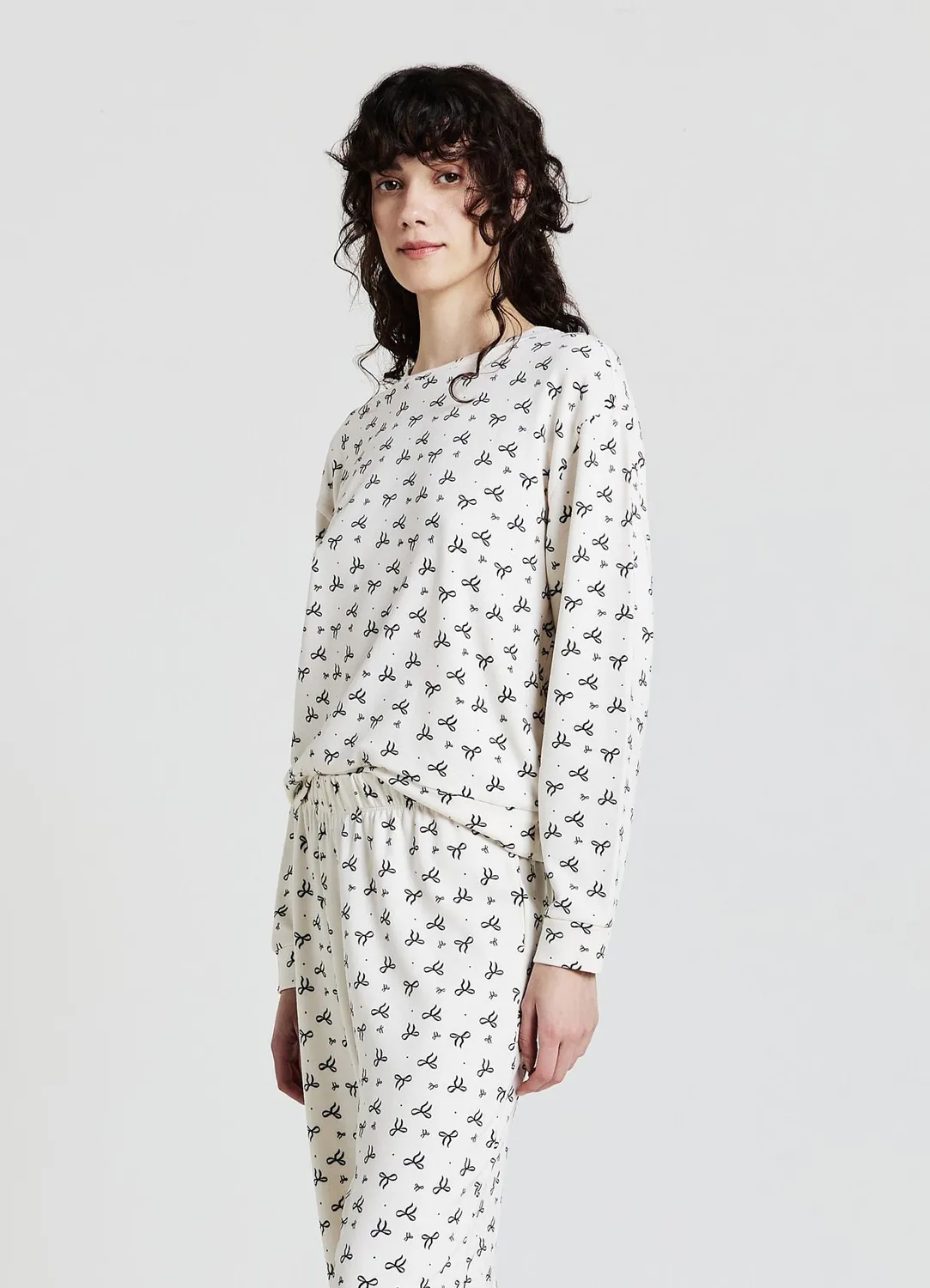 Calliope ensemble pyjama femme nœuds manches longues