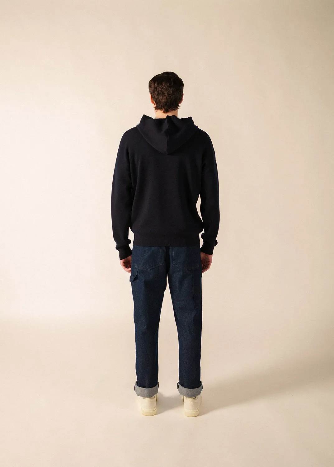 Saint James York pull navy laine à capuche