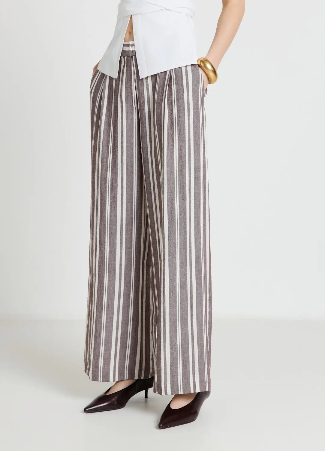 Calliope pantalon palazzo rayures femme coupe large