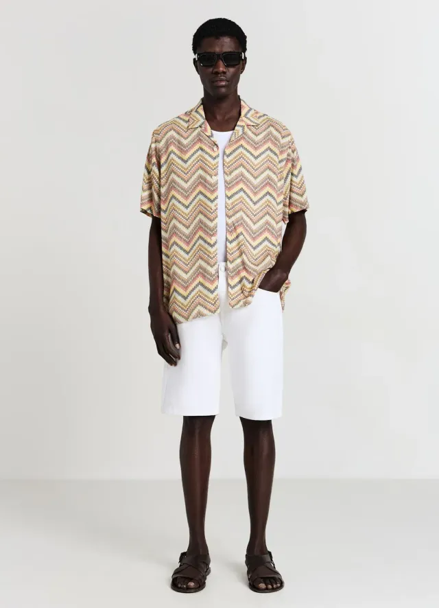 Calliope chemise bowling homme zigzag manches courtes