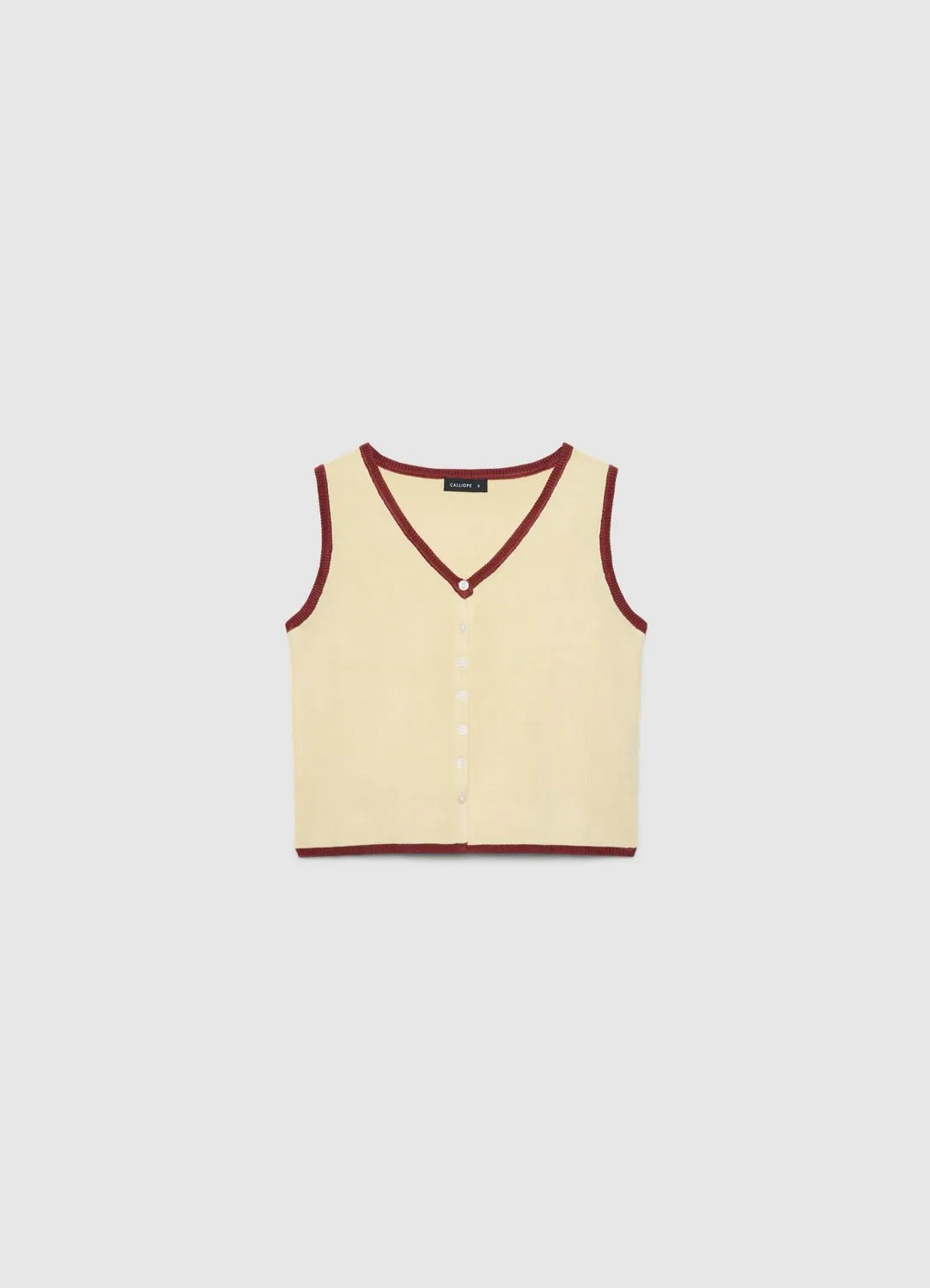 Calliope top boutons femme col V uni profil contraste
