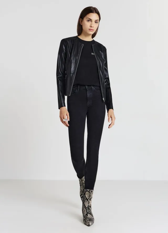 Calliope perfecto effet cuir femme zippé noir