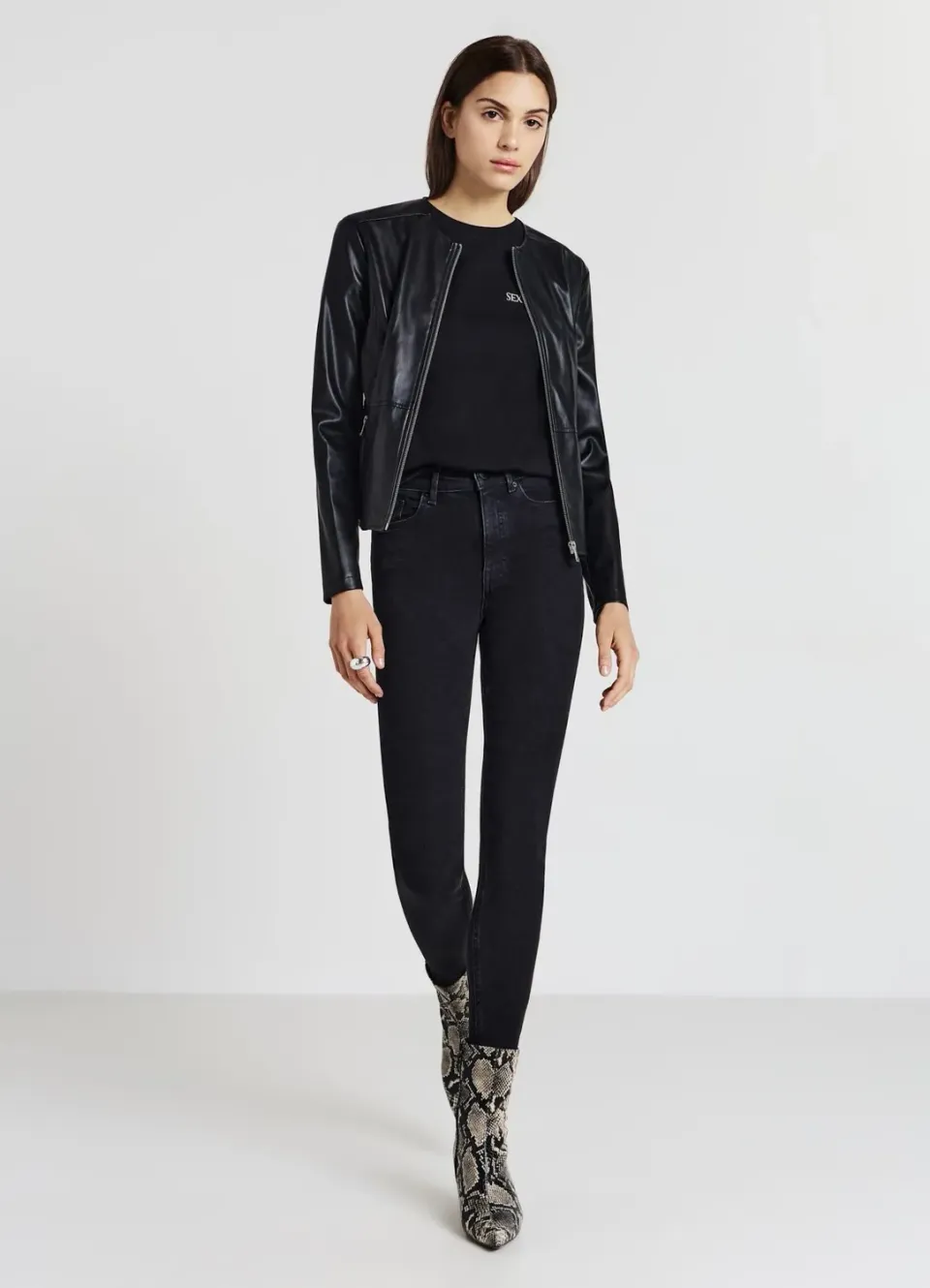 Calliope perfecto effet cuir femme zippé noir