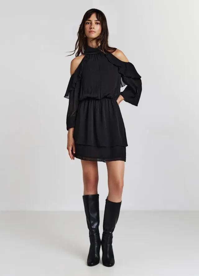 Calliope robe courte femme volants georgette