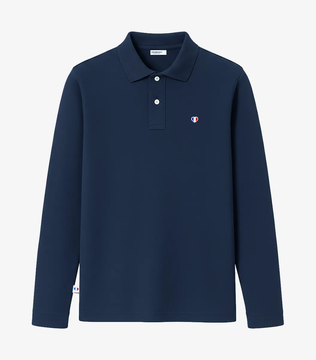 Cocorico Iconique polo manches longues homme marine piqué